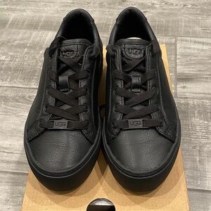 UGG Women's Zilo Platform All Black Leather Sneakers